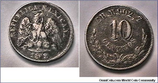 ERROR COIN 

REPUBLICA MEXICANA
DATE UNREADABLE, DOUBLE STRUCK 10 ON REVERSE. This is not a real coin.