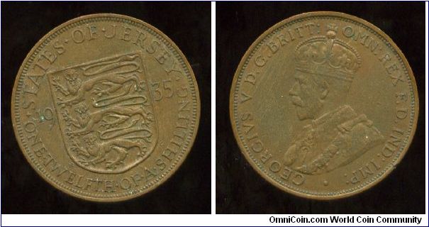 1935
1/12 Shilling
Coat of arms on shield
King George V