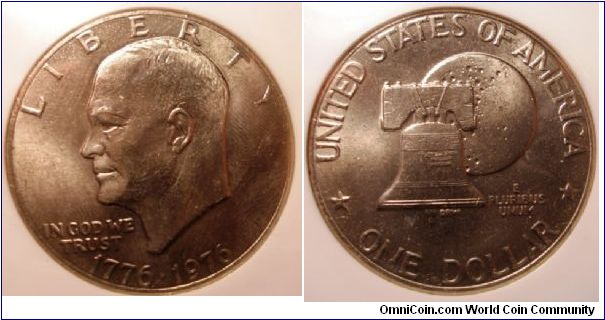 1975-1976 Type 2 Bicentenial Eisenhower Dollar, NGC MS65
Purchased 11/1/07 Ebay