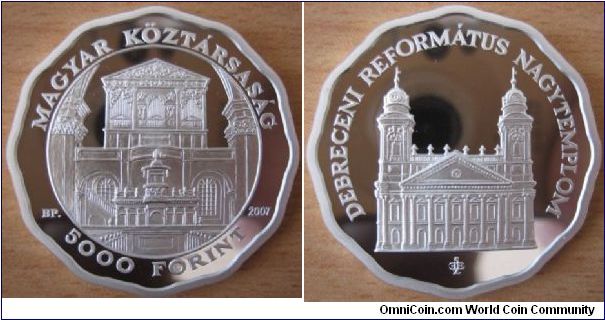 5000 Forint - Debrecen church - 31.46 g Ag 925 - mintage 6,000