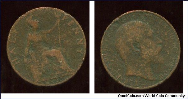 1903
1/2d Halfpenny
Brittania seated holding trident
Edward VII 1902-1910