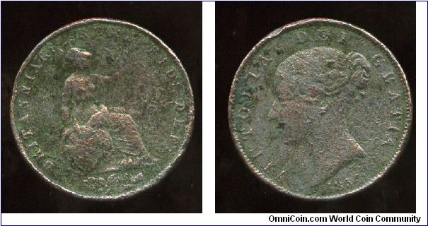 1854
1/2d Halfpenny
Brittania seated holding trident with shamrock/rose/thistle in ex
Queen Victoria 1837-1901