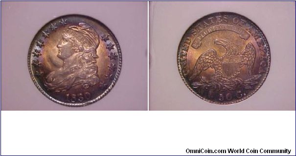 Gorgeous coin, 1830 Small 0 with stunning album toning, O-118 graded MS-61 by NGC.