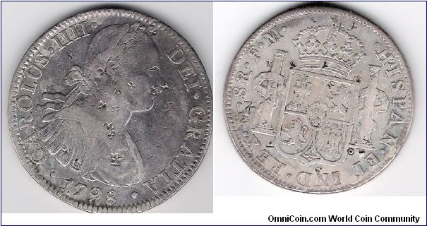 Mexico City 8 Reales. 
Charles IIII. 
Chopmarked.