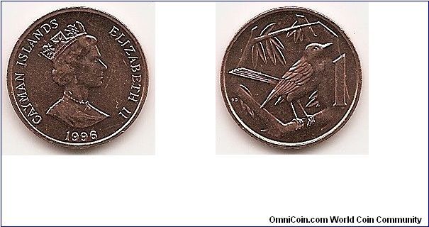 1 Cent
KM#87a
2.5500 g., Bronze Clad Steel, 17 mm. Ruler: Elizabeth II Obv:
Crowned bust right Rev: Great Caiman Thrush