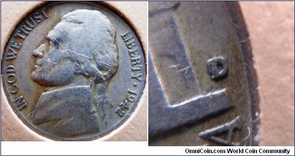 1942D Jefferson Nickel D over Horizontal D
CONECA Top 100
