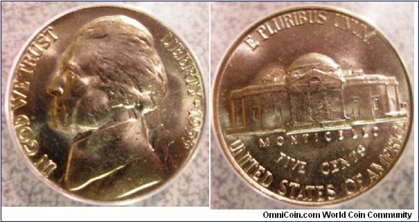 1953D Jefferson Nickel ANACS MS65 DBL DIE OBV DIE 1