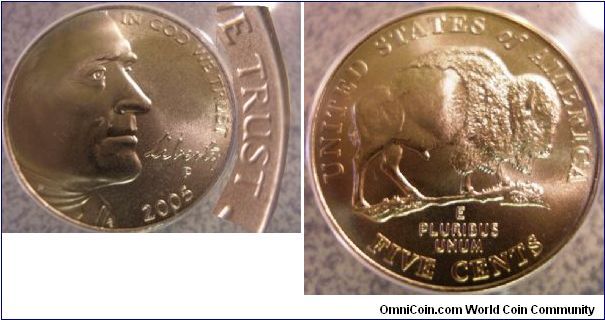 2005P SMS Jefferson Nickel ANACS MS66 Dbld DIE OBVERSE