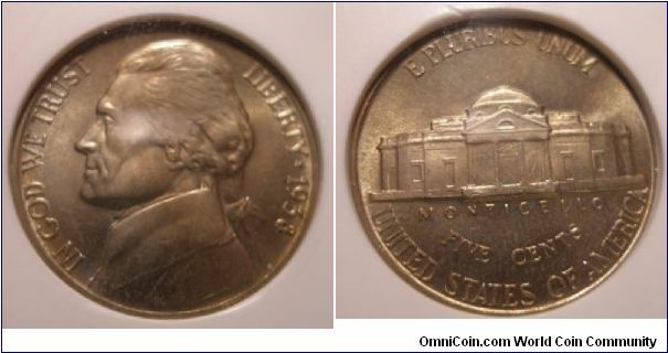 1938 Jefferson Nickel ANACS MS65 DDO FS-021 Die 1, First Year of Issue,
CONECA Top 100
Purchaesed 10/13/07
