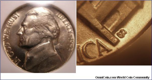 1953S S/S Jefferson Nickel ANACS MS65 RPM#3