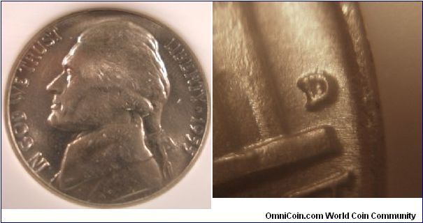 1955D D over S Jefferson Nickel ANACS MS64,
CONECA TOP 100