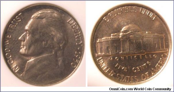 1950 Jefferson Nickel ANACS MS65 5STEPS