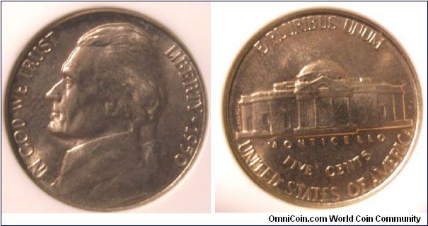 1950 Jefferson Nickel ANACS MS65 5 STEPS