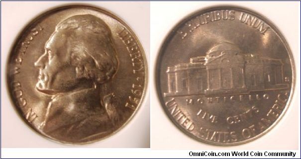 1951S Jefferson Nickel ANACS MS66