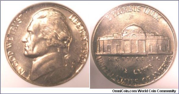 1962 Jefferson Nickel ANACS MS65 DBL DIE REV