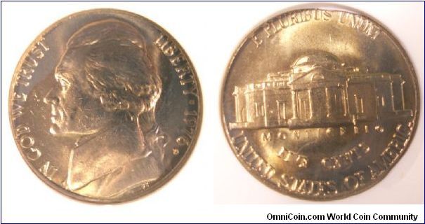 1976D Jefferson Nickel ANACS MS65 5 STEPS