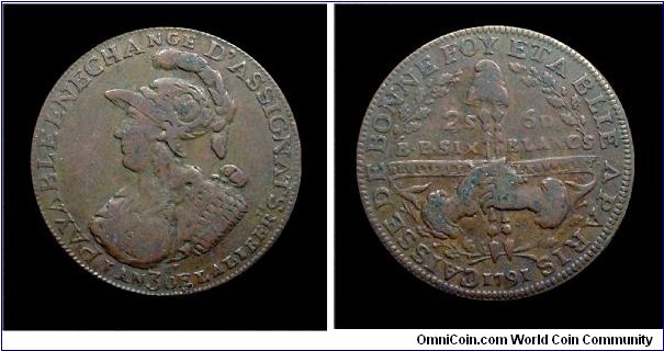 Caisse de bonne foy (2 Sols 6 deniers French token) - Mm. 26