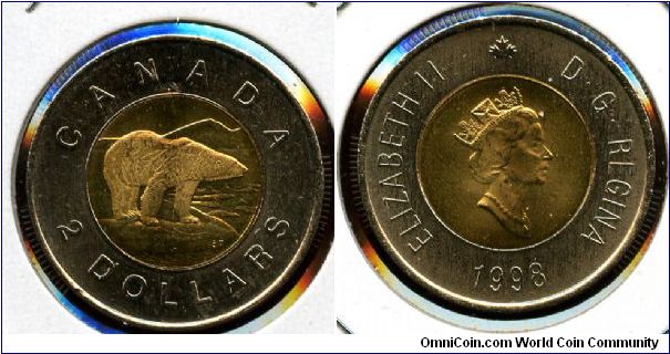 1998
$2 Twooney
Bi-Metalic
Polar Bear
QEII