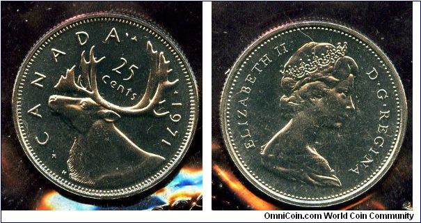 1971 
25 cents
Caribou
QEII