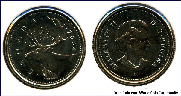 2004 
25 cents
Caribou
QEII