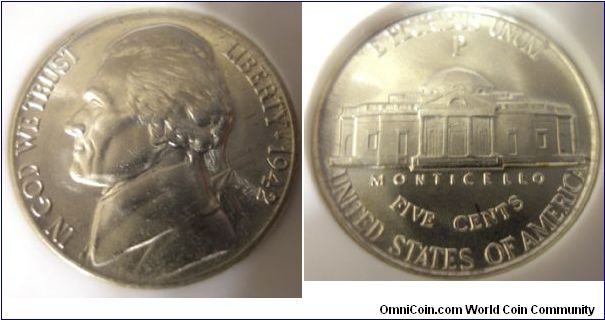 1942P Silver Jefferson nickel NGC MS67 (Possible Unattributed RPM)