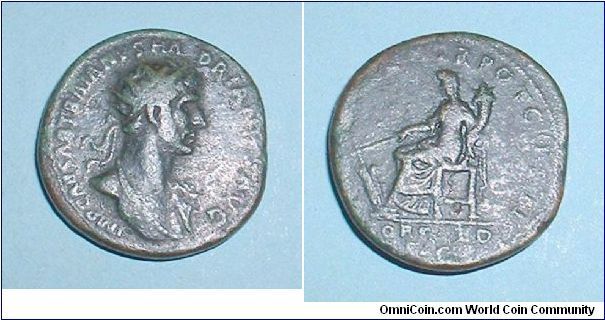 HADRIAN - Dupondius -IMP.CAES.TRAIANVS.HADRIANVS.AVG, radiate bust right, drapery on far shoulder. PONT.MAX.TR.POT.COS.II, S-C across field, FORT.RED in exergue, Fortuna seated left, holding rudder and cornucopiae. Mm. 26,8  grs 13,2