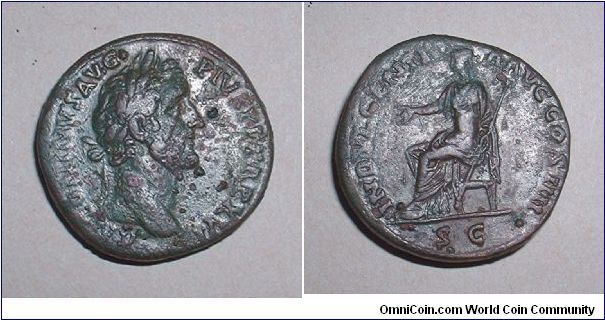 ANTONINUS PIUS - Sestertius - 153/154 AD -ANTONINVS AVG PIVS P P TR P XVII, laureate bust right / INDVLGENTIA AVG COS IIII S C, Indulgentia seated left holding patera and scepter. Mm. 32,5 grs 25,6