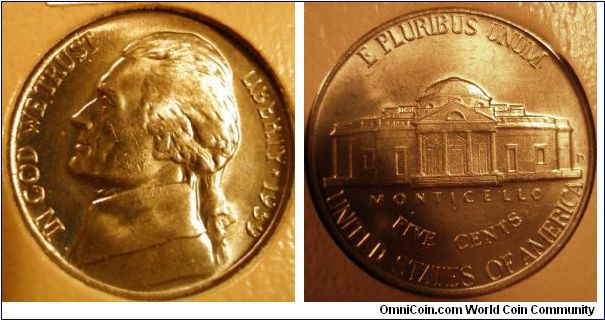 1939D Jefferson Nickel Full Steps Raw