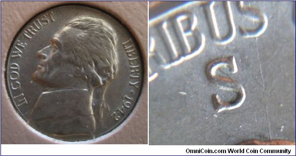 1942S Jefferson Nickel S/S RPM#?
BU Raw





(Book1, Group4, hole2)
