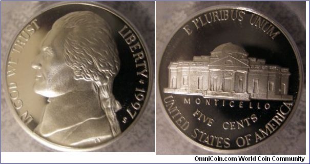 1997S Proof Jefferson Nickel PCGS PF69DCAM
