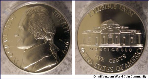 1999S Proof Jefferson Nickel PCGS PF69DCAM