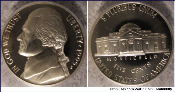 1995S Proof Jefferson Nickel PCGS PF69DCAM
