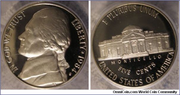 1984S Proof Jefferson Nickel PCGS PF69DCAM