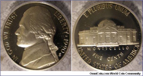 1990S Proof Jefferson Nickel PCGS PF69DCAM