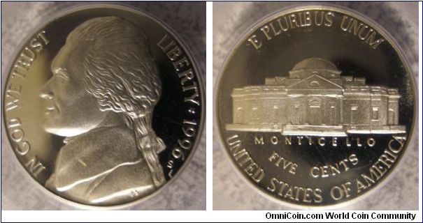 1996S Proof Jefferson Nickel PCGS PF69DCAM