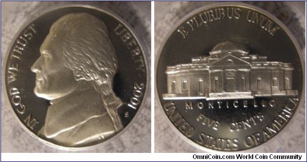 2001S Proof Jefferson Nickel PCGS PF69DCAM