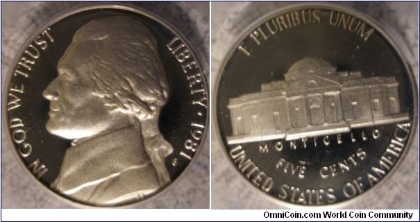 1981S Proof Jefferson Nickel PCGS PF69DCAM