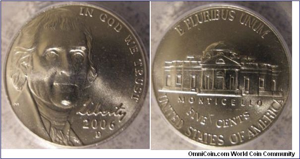 2006D Jefferson Nickel (Return to Monticello) PCGS MS66