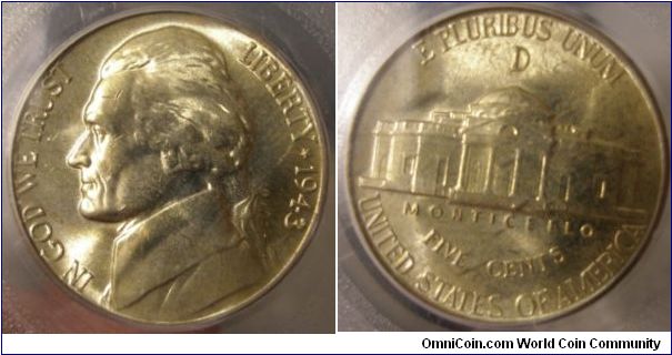1943D Silver Jefferson Nickel PCGS MS66 Unattributed DDR#1