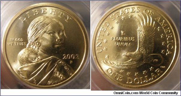 2002P Sacagawea Dollar PCGS MS68