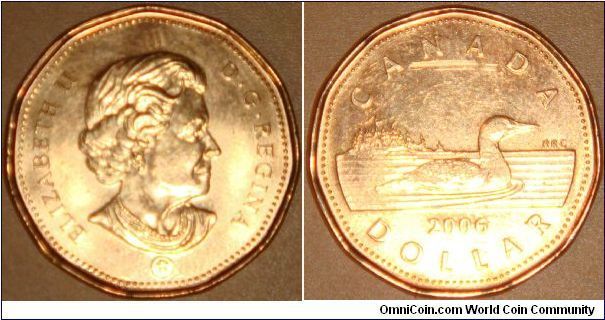 Canada, 1 dollar, 2006 New Obverse, 2006-present Regulation Coin Loonie