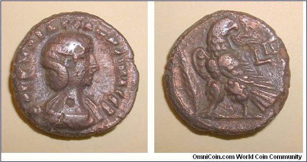 SALONINA - Alexandrian coins - Potin Tetradrachm - Year 13 (265/266)-KOPNHLIA CALONEINA CEB, draped bust right / Eagle standing left, head right, wreath in beak; palm branch left, L IG right. Mm 22,2 grs 10,1