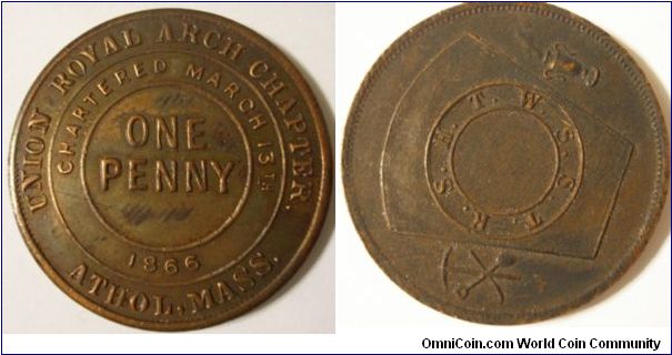 1866 Masonic Penny