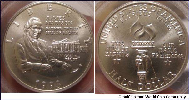 1993James Madison 50c Half Dollar