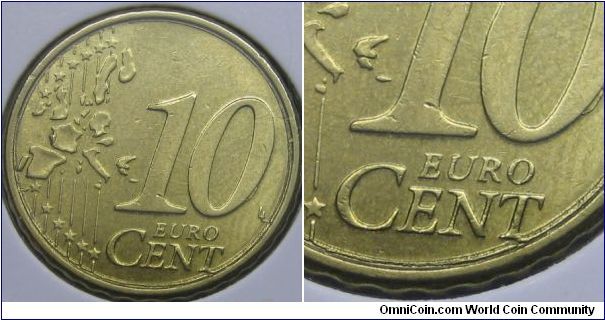 10 cent - die fatigue: right of zero and inner side of rim. See the other side of this same coin: http://www.omnicoin.com/coin_view.aspx?id=935412