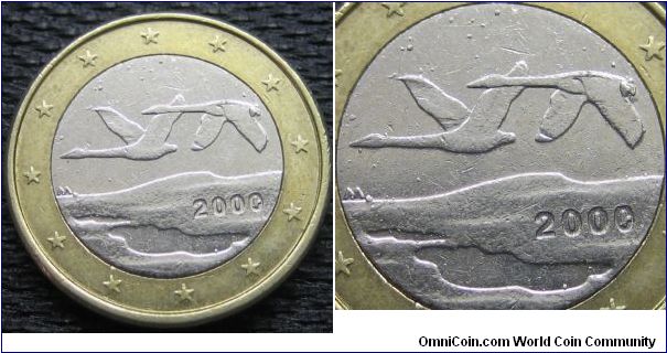 1 euro - die fatigue: zero in date, tail of swan, and numerous areas on the inner planchet.
