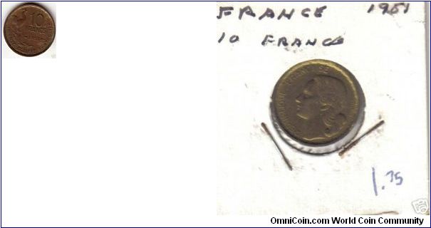 10 francs France 
1.75 VF-25