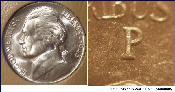 1945P Silver Jefferson Nickel P/P




(Book1, Group11, hole5)