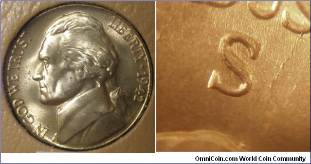 1942S Silver Jefferson nickel S/S RPM#?




(Book1, Group11, hole10)