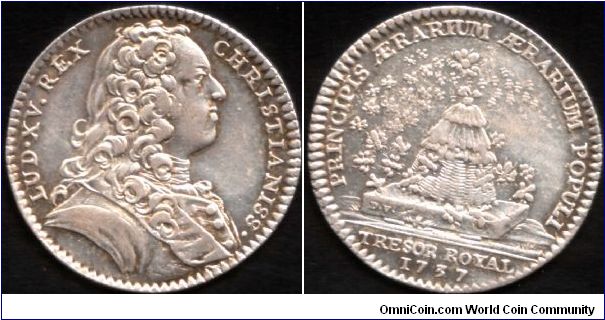 1737 silver jeton issued for the French royal treasury.